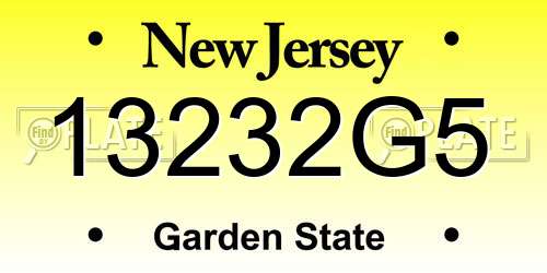 13232G5 New Jersey License Plate