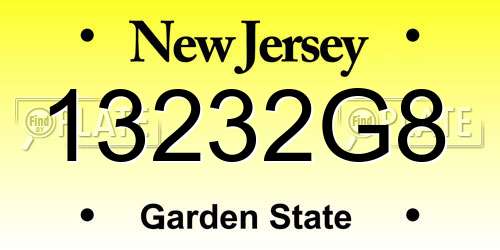 13232G8 New Jersey License Plate
