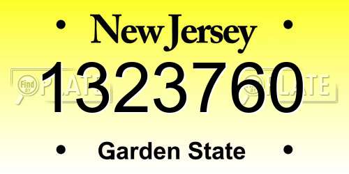 1323760 New Jersey License Plate