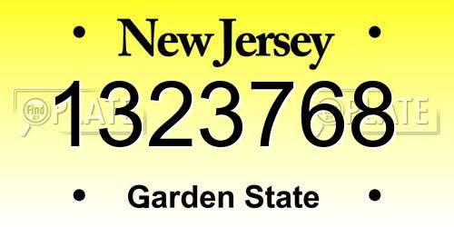 1323768 New Jersey License Plate