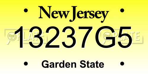 13237G5 New Jersey License Plate