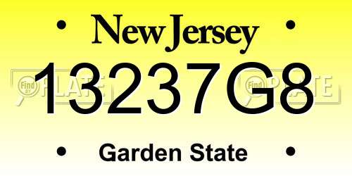 13237G8 New Jersey License Plate