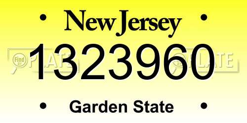 1323960 New Jersey License Plate
