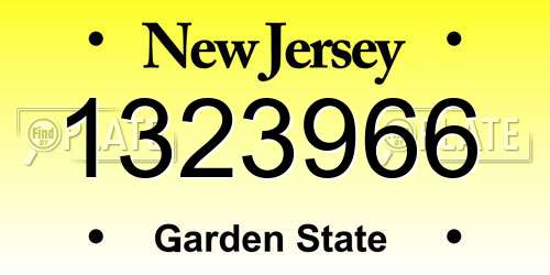 1323966 New Jersey License Plate