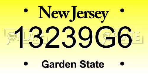 13239G6 New Jersey License Plate