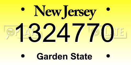1324770 New Jersey License Plate