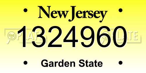 1324960 New Jersey License Plate