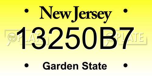 13250B7 New Jersey License Plate
