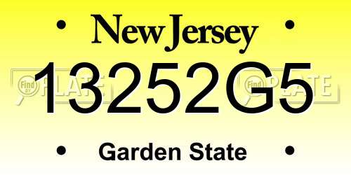 13252G5 New Jersey License Plate