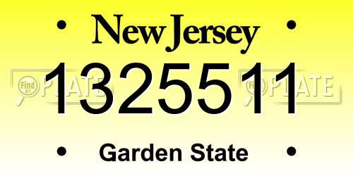 1325511 New Jersey License Plate