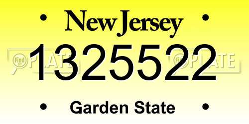 1325522 New Jersey License Plate