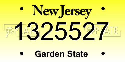 1325527 New Jersey License Plate
