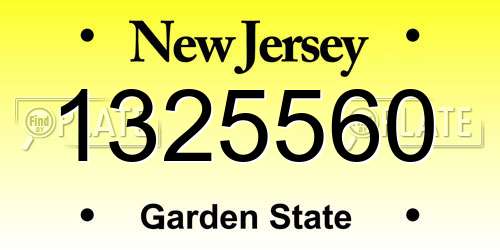 1325560 New Jersey License Plate