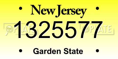 1325577 New Jersey License Plate