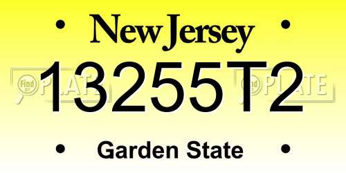 13255T2 New Jersey License Plate