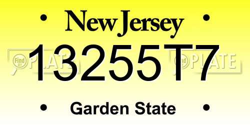 13255T7 New Jersey License Plate