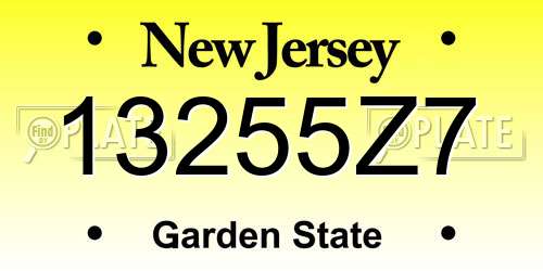 13255Z7 New Jersey License Plate