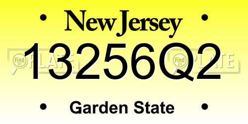 13256Q2 New Jersey License Plate