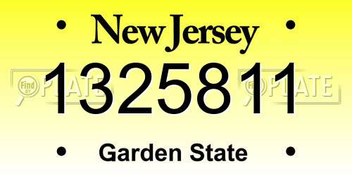 1325811 New Jersey License Plate