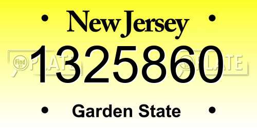 1325860 New Jersey License Plate