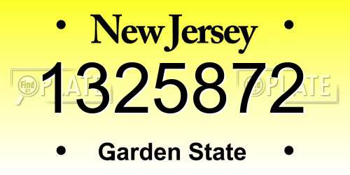 1325872 New Jersey License Plate
