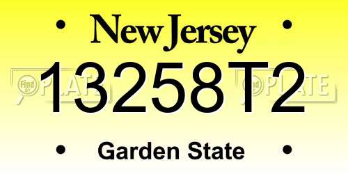 13258T2 New Jersey License Plate