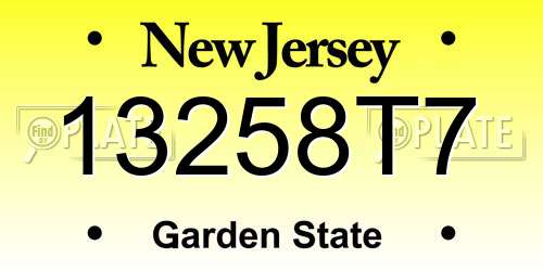 13258T7 New Jersey License Plate