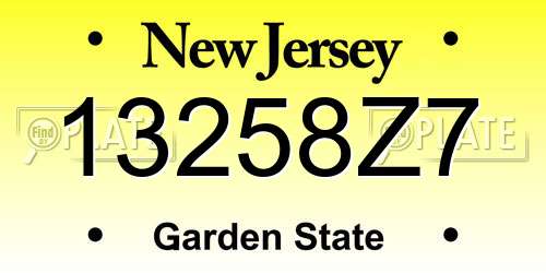 13258Z7 New Jersey License Plate