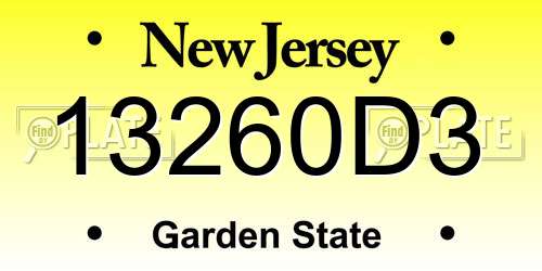 13260D3 New Jersey License Plate