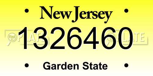 1326460 New Jersey License Plate