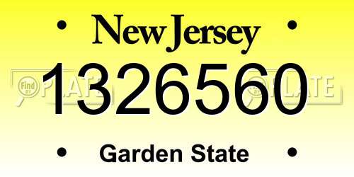 1326560 New Jersey License Plate