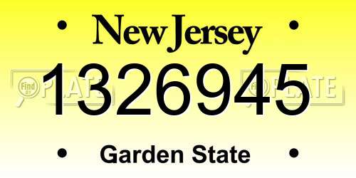 1326945 New Jersey License Plate