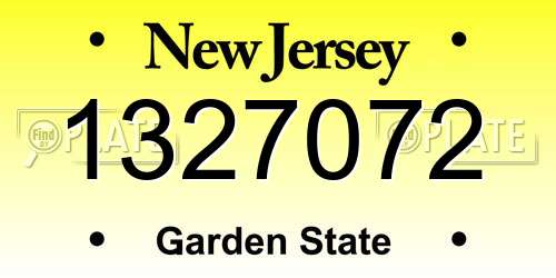1327072 New Jersey License Plate