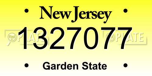 1327077 New Jersey License Plate