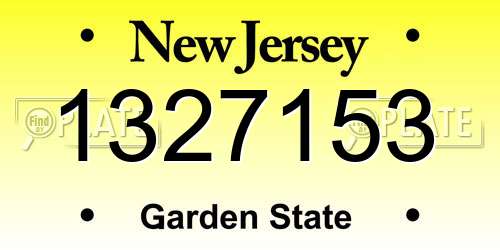 1327153 New Jersey License Plate