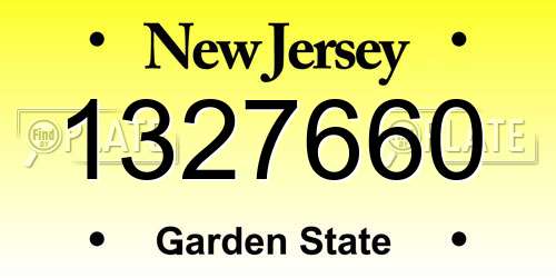 1327660 New Jersey License Plate