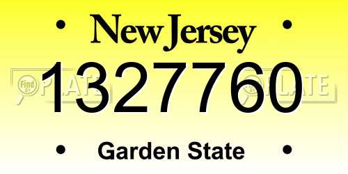 1327760 New Jersey License Plate