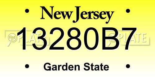 13280B7 New Jersey License Plate