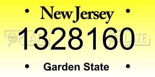 1328160 New Jersey License Plate