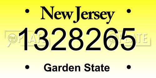 1328265 New Jersey License Plate