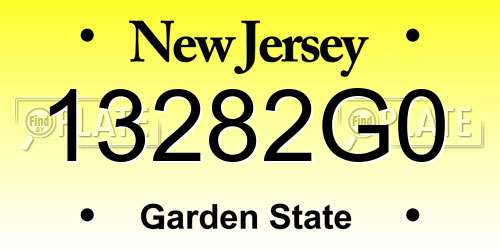 13282G0 New Jersey License Plate