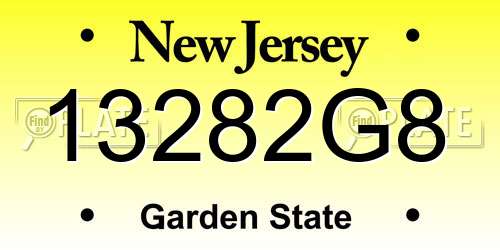 13282G8 New Jersey License Plate