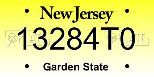 13284T0 New Jersey License Plate