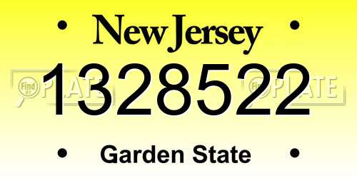 1328522 New Jersey License Plate