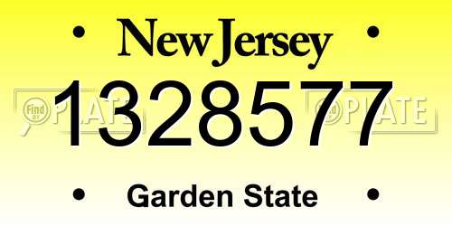 1328577 New Jersey License Plate