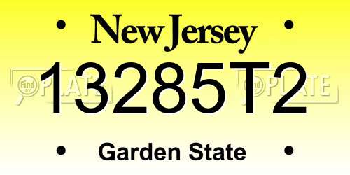 13285T2 New Jersey License Plate