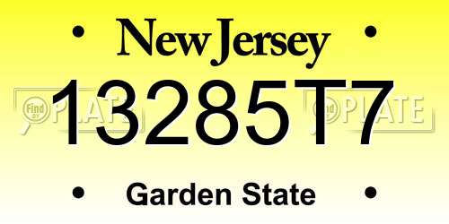 13285T7 New Jersey License Plate