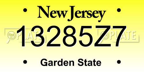 13285Z7 New Jersey License Plate