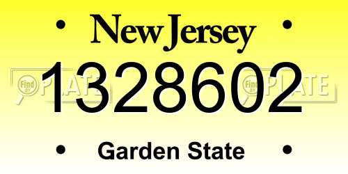 1328602 New Jersey License Plate