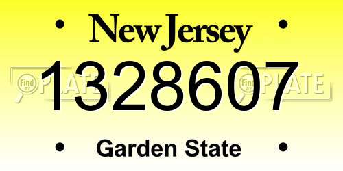 1328607 New Jersey License Plate